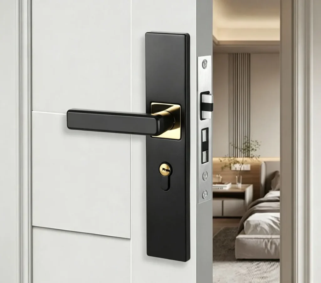 Black Door Handle with Lock