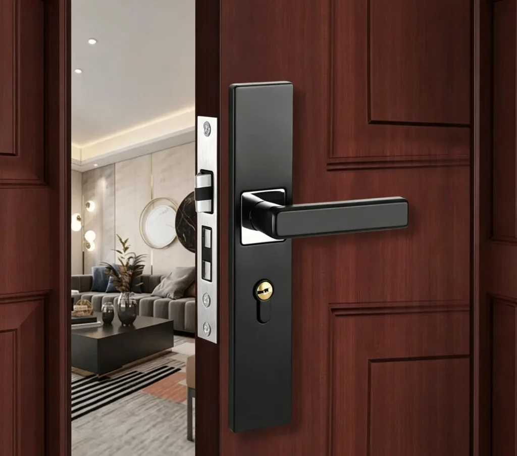 Black Door Handle with Lock
