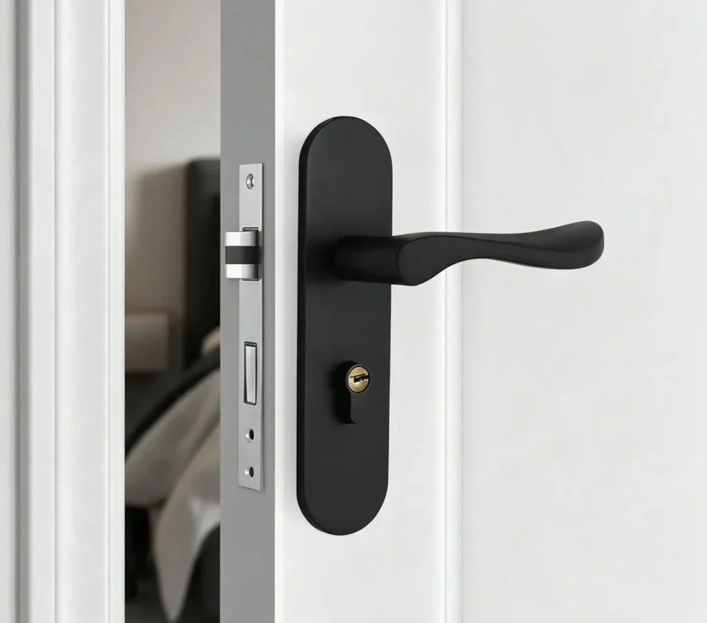 Interior door handle with lock