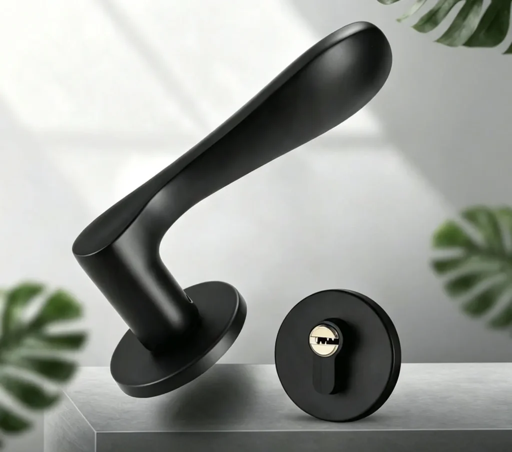 Interior door handle with lock
