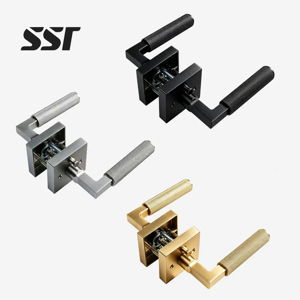 Interior door handle with lock knurled zinc alloy lever