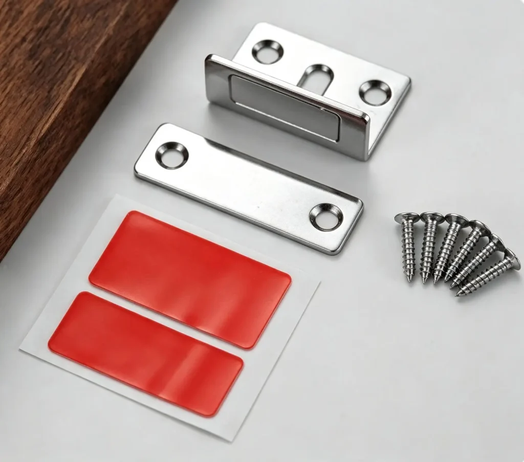 Ultra thin cabinet door magnetic catch