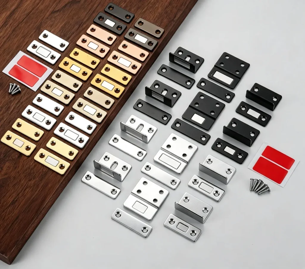 Adhesive magnetic cabinet catch