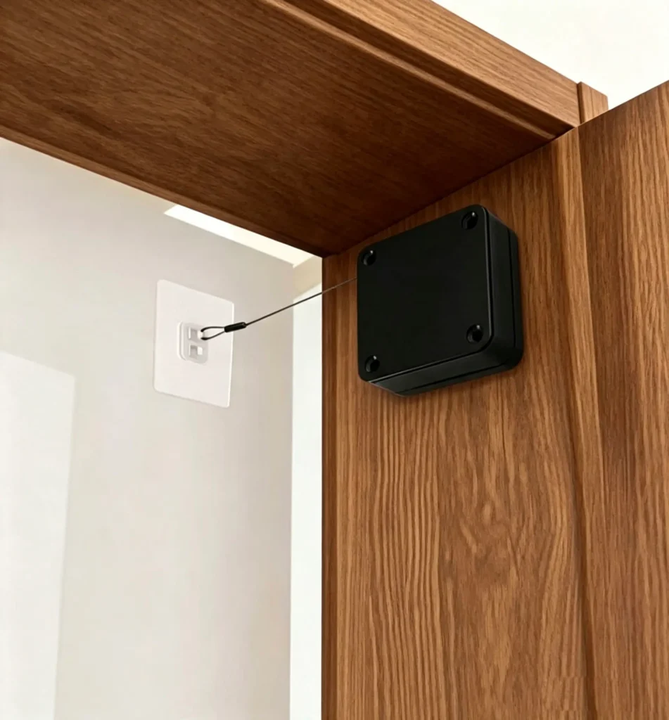 Pull cord sliding door closer