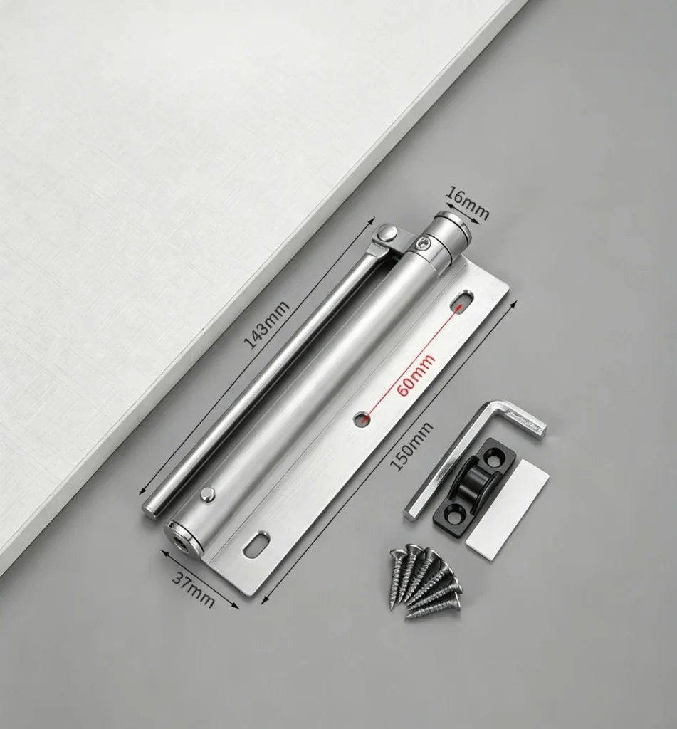 Silver aluminum commercial door closer