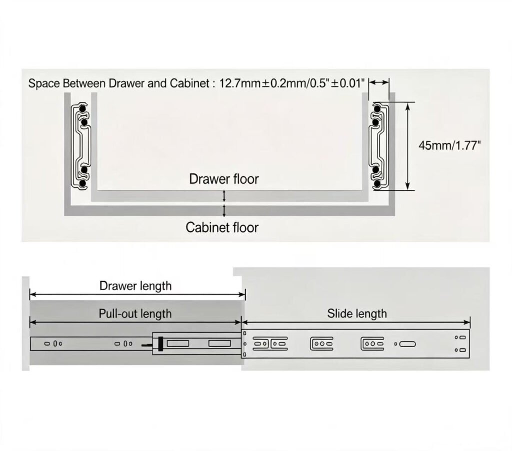 Side mount drawer slides installation