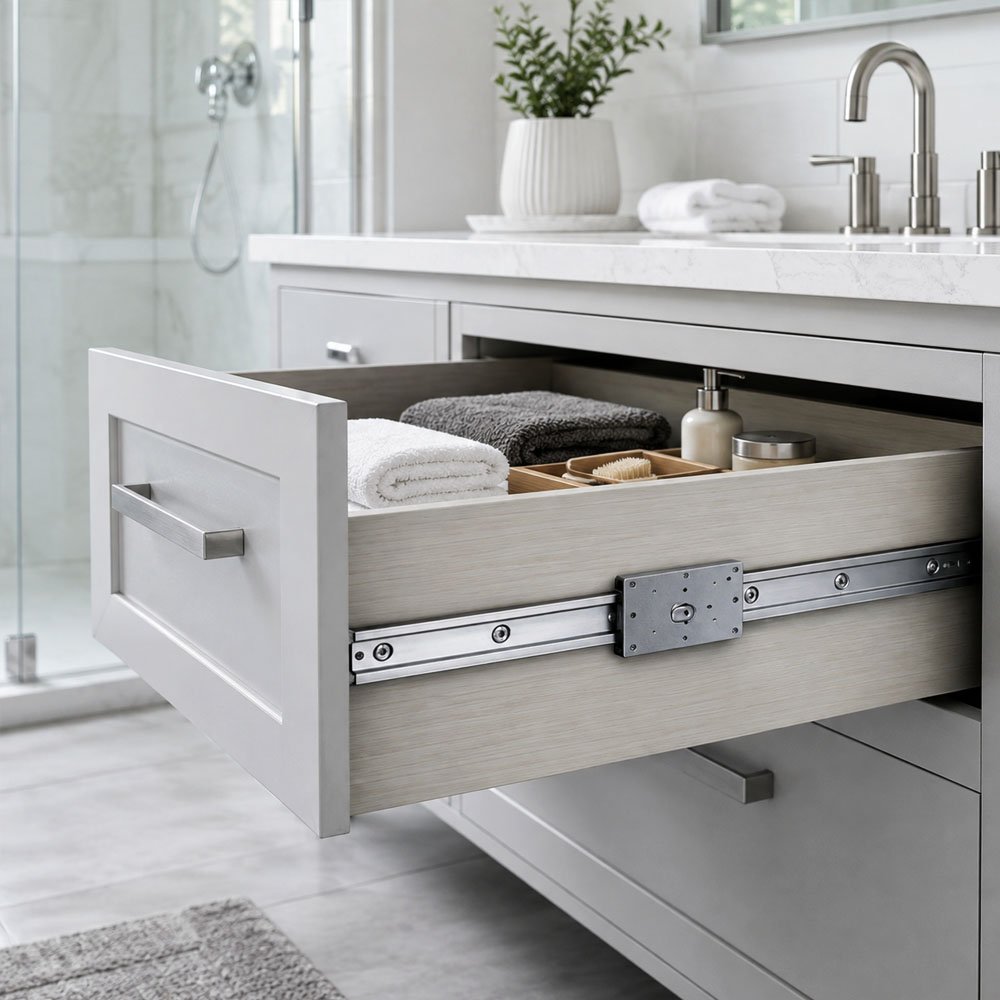 Linear guide rail for furniture drawer