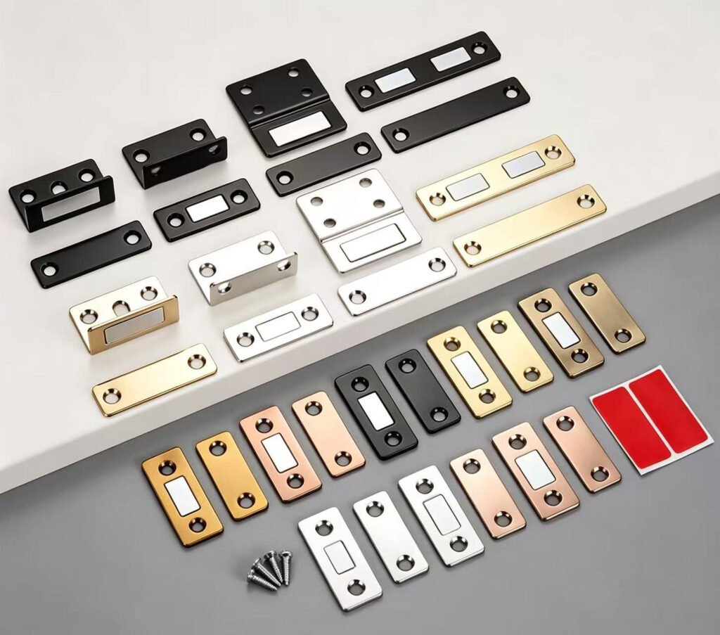 Cabinet magnetic catch adhesive installation