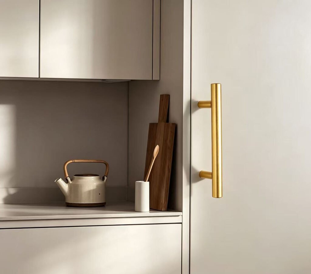 Gold T bar cabinet pulls