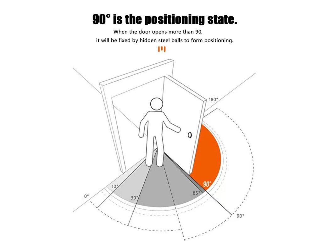 90 degree hold open door hinge on wooden door